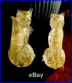 A Pair Of Vintage Murano Italian. Gold Dust. Art Glass Squirrels (2)
