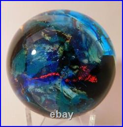 A SPECTACULAR and Vintage INHABITED PLANET Art Glass PAPERWEIGHT
