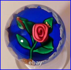 A Scarce & BREATHTAKING SIGNED CHARLES KAZIUN JR RED ROSE Art Glass Paperweight