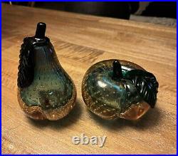 Alfredo Barbini Murano Glass Apple & Pear Paperweights Large Art Glass