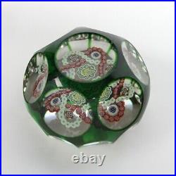 Antique Baccarat Faceted Translucent Green Ground Glass Paperweight