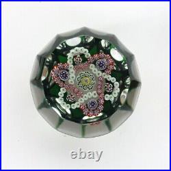 Antique Baccarat Faceted Translucent Green Ground Glass Paperweight