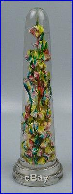 Antique Bohemian Glass Devil's Fire Tower or Paperweight Obelisk w Inclusions GL