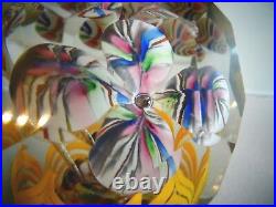 Antique CZECH Bohemian Art Glass Faceted Lampwork FLOWER Paperweight