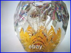 Antique CZECH Bohemian Art Glass Faceted Lampwork FLOWER Paperweight