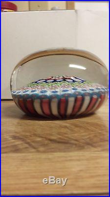 Antique Clichy Coencentric in a pink&White Stave Basket Glass Paperweight. Ca1870