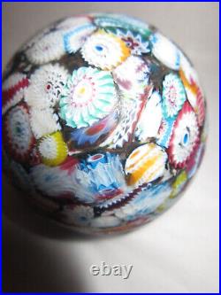 Antique Fratelli Toso Murano Millefiori Glass Paperweight with Relief Murines