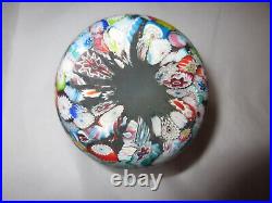Antique Fratelli Toso Murano Millefiori Glass Paperweight with Relief Murines
