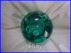 Antique Large (3 1/2) Green Glass Dump Paperweight (Victorian, English)