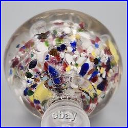 Antique Millville Wig Holder Glass Art Footed Paperweight Pedestal Tutti Frutti