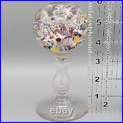 Antique Millville Wig Holder Glass Art Footed Paperweight Pedestal Tutti Frutti