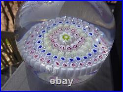 Antique Old English Glass Concentric Millefiori High Dome Paperweight