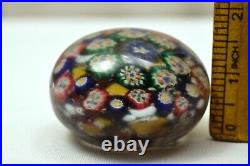 Antique Thuringian Glass Art Paperweight Colorful Germany Floral Design Collecti