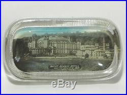 Antique Vtg West Baden Hotel Glass Paperweight Trinket Dish Indiana Souvenir