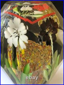 Antique /vintage cut glass paperweight / presse papier intruded flowers