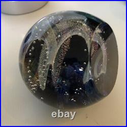 Art Glass Galaxy Orb 4 Paperweight World Inside a Sphere Signed Garrelts Glass