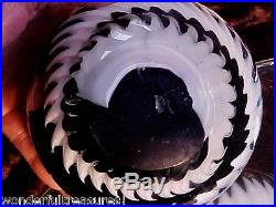 BEAUTIFUL Vintage Black & White Murano Glass Globe Ball Paperweight Italy HUGE