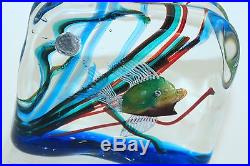 BEAUTIFUL Vintage CENEDESE Glass FISH Aquarium BLOCK Murano PAPERWEIGHT