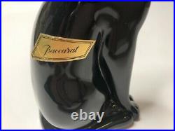 Baccarat France Crystal Signed Black Cat Egyptian Figurine Paperweight 6