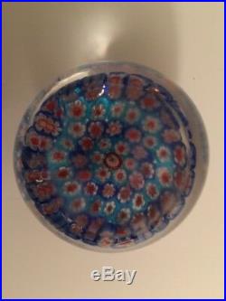 Baccarat Perthshire Millefiori Paperweight Blue Clear Vintage Estate