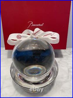 Baccarat Sirius Clear Crystal Ball Orb Sphere with Original Stand & Ribbon France