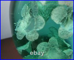 Beautiful Antique English Glass/Bottle Dump Paperweight Green WithFlowers & Vase