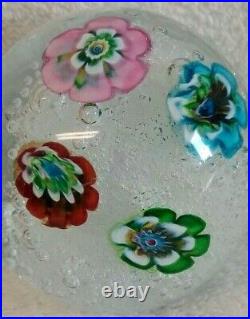 Beautiful Ferro & Lazzarini Murano Multi-Floral Bubble Burst Glass Paperweight