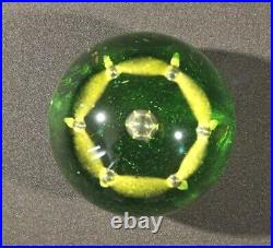 Beautiful Vintage Caithness Green Lattice and Bubbles Paperweight