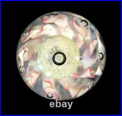 Beautiful Vintage Glow In The Dark Paperweight With Pinks And Whites