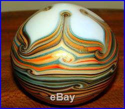 Beautiful Vintage Grant Rudolph Art Glass Pulled Feather Paperweight