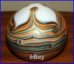 Beautiful Vintage Grant Rudolph Art Glass Pulled Feather Paperweight