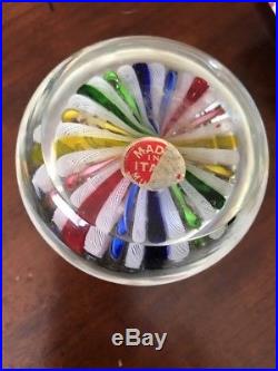 Beautiful Vintage Latticino Multicolor Ribbon Murano Art Glass Paperweight