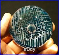 Beautiful Vintage Moshe 87' Blue And White Lattice Paperweight