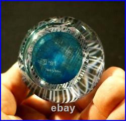 Beautiful Vintage Moshe 87' Blue And White Lattice Paperweight