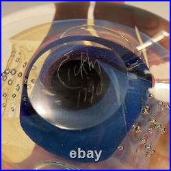 Beautiful Vintage Robert Eickholt Signed Art Glass Paperweight Unusual Shape