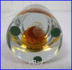 Blenko ART GLASS VINTAGE CYLINDER ROUND TOP PAPERWEIGHT WITH SWIRL DESIGN