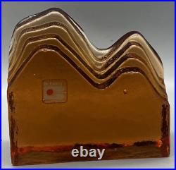 Blenko Handcraft Glass Amberina Abstract Mountains Paperweight Bookend