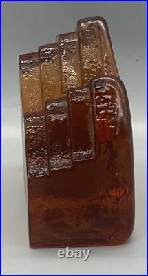 Blenko Handcraft Glass Amberina Abstract Mountains Paperweight Bookend