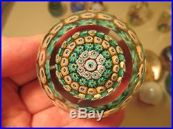 CANDLE vase FACETED art glass vtg Scottish Millefiori paperweight Strathearn