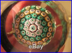 CANDLE vase FACETED art glass vtg Scottish Millefiori paperweight Strathearn