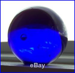 COBALT BLUE Art Glass Vintage Signed Paperweight Crystal Ball