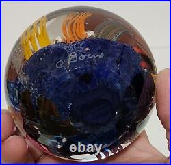 C Boux Signed Art Glass Paperweight Underwater Seascape Read Description