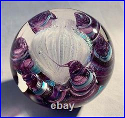 Carmen D'Aquila Papeweight Dichroic Purple Iridescent Art Glass Vintage Signed