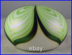 Charles Lotton Pulled Feather Iridescent Studio Art Glass Paperweight 1978