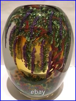 Chris Heilman Wisteria 1999 Studio Paperweight Art Glass Vase 7 1/4H x 6W Nice