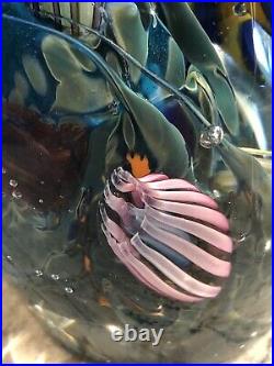 Chuck C Boux Signed Art Glass Paperweight Lampwork Underwater Tropical Seascape