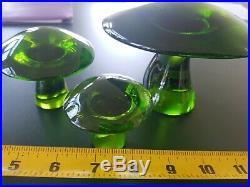 Collection Vintage Viking Glass Green Mushroom Paperweight