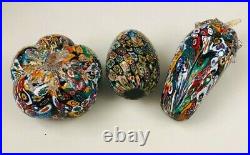 Collection of Three Vintage Murano Millifore Paperweights