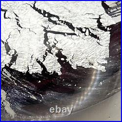 Colleen Ott Art Glass 5 Disk Paperweight Blue Wine Silver Foil Signed 1989 Rare