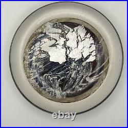 Colleen Ott Art Glass 5 Disk Paperweight Blue Wine Silver Foil Signed 1989 Rare